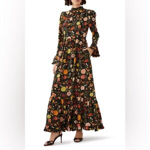 La DoubleJ Visconti  Botticelli Black in Crepe De Chine  maxi dress NWT Small
